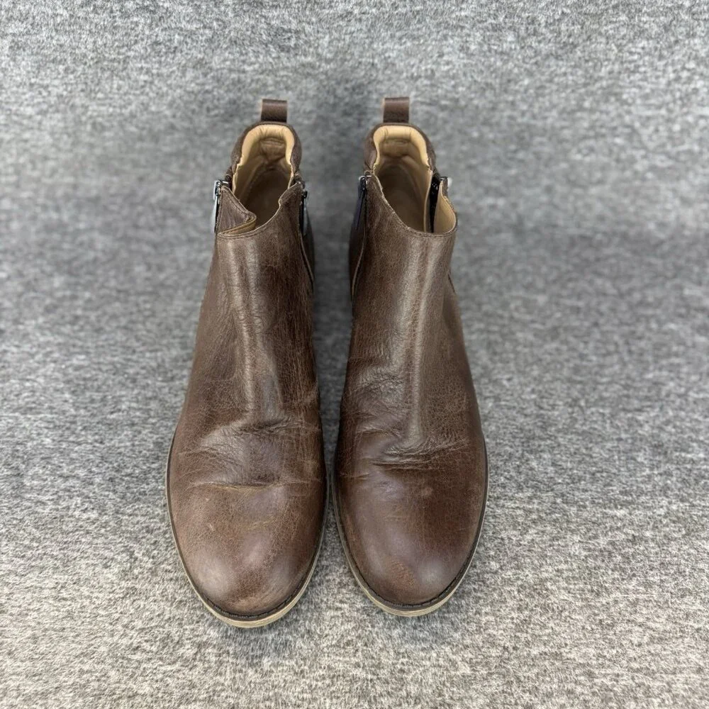 ✅Franco Sarto Boot Women's 9.5Keegan Brown Leather Double Side Zip Ankle Booties - Picture 6 of 10